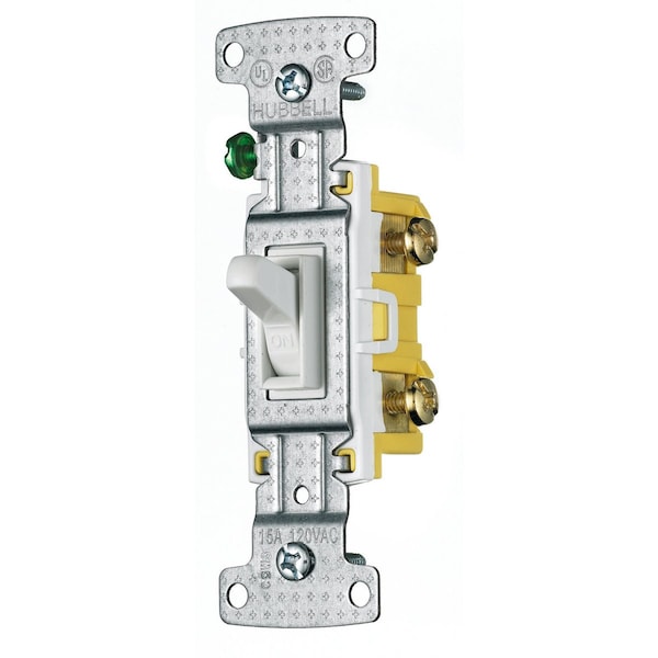 Hubbell Wiring Device-Kellems TradeSelect, Switches and Lighting Controls, Residential Grade, Toggle Switches, Illuminated Single Pole, 15A 120V AC, White RS115ILW - main